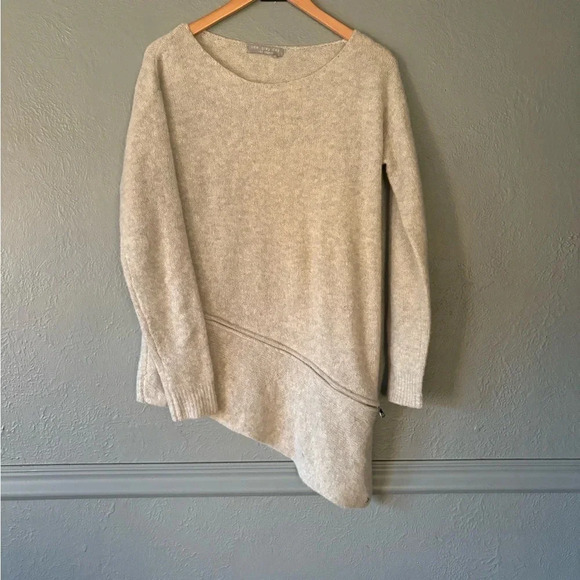 One Grey Day, cashmere blend, asymmetrical, grey, zipper, sweater, medium - Picture 1 of 12